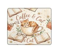 Keyboard Pad Cat Cozy Fanciful Cup Book None Beige Gaming Mouse Pad for