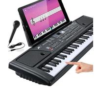 Keyboard Piano, 61 Keys Electronic Keyboard for Kids with 16 Instrument Voices & 10 Accompaniment Styles for Kids Teaching, Digital Music Keyboard Piano Instrument with Microphone, USB Cable