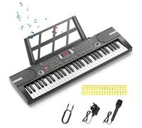 Keyboard Piano 61 Keys, Equipped with Themed Stickers and Video Tutorials, Music Keyboard for Beginners, Kids Piano Keyboard with Detachable Music Stand & Power Adapter & Microphone & Audio Cable
