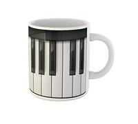Keyboard Piano Keys Cool for Creative Music Jazz Black Coffee Mug Ceramic Tea Cup Unique Drinking Cup Fun Gifts for Valentine's Day Office Anniversary Celebration 330Ml