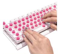 Keyboard Sticker for Long Nails with Letters (Red) - 64 Pcs Keyboard Cover for Long Nails: Long Nail Stickers for Keyboard, Keyboard Bubble for LongNail, Reusable Long Nail Keyboards Sticker