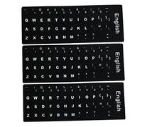 Keyboard Stickers Replacement English Non-Transparent with Black Background on White Lettering for Laptops Desktops 3PCS, Replacement Keyboard Sticker