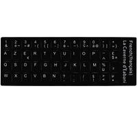 Keyboard Stickers Self-adhesive French AZERTY 48 Precut keys Black background White letters