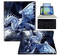 Keyboard Tablet Case with Pen Holder for iPad 10.2/10.5 for iPad 9th/8th/7th Generation Case,iPad Air 3 /iPad Pro 10.5, 360 Degree Rotating Stand Acrylic Protective Cover,Blue Dragon
