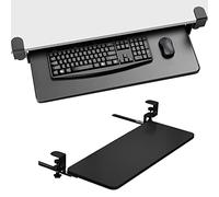 Keyboard Tray Under Desk, 30 x 10 Inch Walnut Sliding Platform for Full-Size Keyboards & Mice, Space-Saving Design, Adjustable Height, Office & Home Use