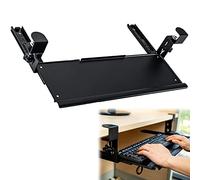 Keyboard Tray, Under Desk Keyboard Tray with C-Clamp Easy to Fix, All Metal Material Black/White, for Wrist Rests, Extender(Black)