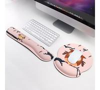 Keyboard Wrist Rest and Mouse Pad with Computer Wrist Rest Set, Non-Slip Rubber Base, Ergonomic Raised for Easy Typing & Pain Wrist Relief, Desktop Computer,Gaming Keyboard (X02 X05-A05)