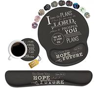 Keyboard Wrist Rest and Mouse Pad Wrist Support Set with Coasters, Non-Slip PU Base, Easy Typing and Relieve Wrist Pain, Perfect for Home Office Working Studying, Quotes Bible Verse Jeremiah 29:11