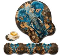 Keyboard Wrist Rest and Mouse Pad Wrist Support with Lace-Shaped Coaster Set, Ergonomic Gel Memory Foam and Anti-Slip Base, Easy Typing and Pain Relief - Blue Spotted Weevil