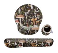 Keyboard Wrist Rest and Mouse Wrist Rest Pad + Coaster,Made of Memory Foam,Ergonomic Support,Easy Typing and Relieve Wrist Pain,Perfect for Gaming,Computer,Office,Laptop,Mushroom