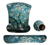 Keyboard Wrist Rest Pad Ergonomic Mouse Pad Set, ToLuLu Gel Mouse Pad Wrist Support for Computer Laptop, Mousepad Keyboard Wrist Support Memory Foam for Easy Typing Pain Relief, Van Gogh Painting