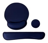 Keyboard Wrist Rest Pad Mouse Pad with Wrist Support Set of 3, Mousepad with Non-Slip Rubber Base, Ergonomic Memory Foam Mouse Wrist Cushion Support for Home Office Laptop Computer Gaming, Navy Blue