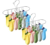 KEYBOO 2 Pack Sock Drying Rack Sock Hangers for Drying with 20 Pegs, Easy-Access Side Clips, Space Saving Sock Peg Hanger for Underwear, Baby Clothes, Washing Line, Camping & Outdoor Travel