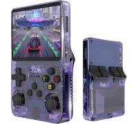 Keyboy Game Console R36S Retro Handheld Game Console with 64/128G Built-in 21000+ Classic Games, Open Source Linux System 3.5 Inch IPS Screen Portable Pocket Video Player (Purple Translucent 64G)