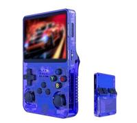 Keyboy Game Console R36S Retro Handheld Game Console with 64/128G Built-in 21000+ Classic Games, Open Source Linux System 3.5 Inch IPS Screen Portable Pocket Video Player (Blue 128G)