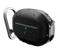 KeyBudz AirPods Pro Case with Lock - Fully Waterproof AirPods Pro 2nd Generation Case with Keychain, Rugged Tough Protection, Hard Protective Shell and Carabiner Clip for Easy Travel (Carbon Black)