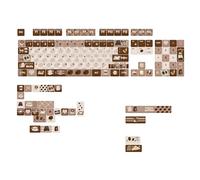 Keycaps 131Piece Heat Sublimated Coffee Brown Keycaps Set Customization for Mechanical Keyboards
