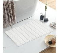 KEYCHAD Foldable Stone Bath Mat, Non-Slip Diatomaceous Earth Bath Mat, Super Absorbent Quick Drying Bath Stone Mat, Luxury Bath mat for Bathroom Kitchen Bathtub, 23.4 * 15.4" White