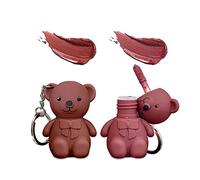 Keychain Bear Lipsticks, 2 in 1 Bear Keychain Velvet Matte Lipstick Lip Mud Set, Waterproof Long Lasting No-Budge Clay Lip Mud Lip gloss Moisturizing Lip Stain Cute Bear Beauty Makeup (03+04)