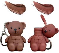 Keychain Bear Lipsticks, 2 in 1 Key Chain Bear Lipstick, Mist Matte Velvet Lipgloss Moisturizing Lip, Bear Keychain Lipstick Waterproof Long Lasting No-Budge (05#/06#)