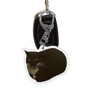 Keychain Charm - Banana Meow Doll Cat Keychain Keychain | Creative 2D Funny Acrylic Cell Phone Chain with Lanyard for Purse Wallet, School Bag Decoration, Small Black Cat Keyring 3.5 cm, Se référer au