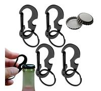 Keychain Clip - Carabiner Keychain | Anti-Loss Key Ring Holder | 4-Piece Stainless Steel Self-Locking Metal Door Buckle Keychains Bottle Opener, Multi-Functional Heavy Duty Keys Clip for Outdoor