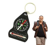 Keychain Compass for Hiking - Mini Compass with Thermometer Outdoor Tool | Compass Thermometer Keychain for Hiking Camping Backpacking Survival Navigation Portable Outdoor Adventure Gear