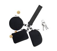 Keychain Crash Wallet - Case Design, Durable Zipper Closure, Lightweight Portable Material, Compact Size | Small Bag for Women, Travel, Sports, Aper, multi-coloured, Black, Please refer to description