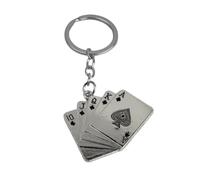 Keychain Deck Cards Poker Color Black - Keychains Casino Cards 10 of Spades, Jack, Queen, King and Ace of Spades - Key Accessory for Card Lovers, Games… - Unisex Keychain Men and Women, grey, One size