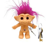 Keychain Doll, Good Luck Troll Dolls Keychain - Crazy Colour Hair Figurine, Vintage Adorable Anti-Lost Key Ring 10cm for Women Girls Man