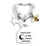 Keychain Featuring Moon, Bee, And Stars Design,Personalised Gifts,Personalised Teacher Gifts,Personalised Keyring,Gifts for Friends,Key Chains,Teacher Gifts Personalised,Personalised Thank You Gifts