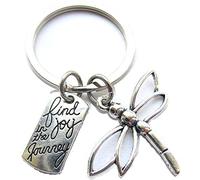Keychain Find Joy in The Journey Dragonfly, Dragon fly Keyring, Insect key chain (1)