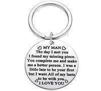 Keychain for Boyfriend, My Man Keychain Gifts for Husband Spouse I love You Key Chain Birthday Valentine's Day Present for Him Keyring, Silver, S