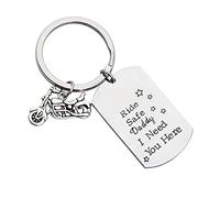 Keychain for Men Stainless Steel, Silver Best Friends Keychain Keyring Engraved Ride Safe Daddy I Need Here Anniversary Memorial Gift