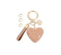 Keychain for Women Girls Bling Heart/Star/Strawberry Key Chain Accessories for Key/Backpack Bag Charm, Champagne Heart, 2.36 inch