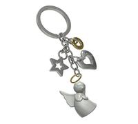 Keychain Gaurdian Angel 3D Charm White Finish. Beautifull keyring with Frost White Guadrian Angel.