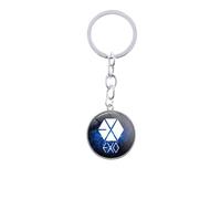 Keychain Harajuku EXO Logo Starry Sky Pattern Badge Key Chain Hip Hop Bag Purse Pendant Fans Keyring Jewelry Gift Wholesale