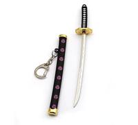 Keychain Japanese Anime Samurai Sword Keyring Letter Opener Yakuza Katana Gift (Black (Circles))
