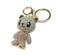 Keychain Keyring Chinese Panda Metal Bling Crystals Rhinestone Keyfob Charm for Handbags (Pink)