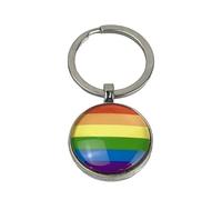 Keychain LGBT Flag - Keychains Pride Gay Rainbow Flag LGBT Round Double Sided - Unisex Key Accessory for Men and Women, grey, One size