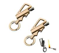 Keychain Metal Kerosene Lighter,Reusable Waterproof Windproof Permanent Match with Multitool Bottle Opener, Mini Portable Outdoor Survival Men's Gift (2, Gold)
