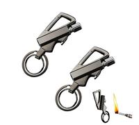 Keychain Metal Kerosene Lighter,Reusable Waterproof Windproof Permanent Match with Multitool Bottle Opener, Mini Portable Outdoor Survival Men's Gift (2, Black)