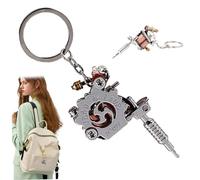 Keychain Mini Tattoo Machine Fashionable Sliver Key Chains for Men Portable Tattoo Gun Model Trendy Key Chain Rings for Pendant Necklace Ornament ..