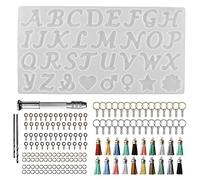 Keychain Mold, Resin Molds Kit Letter Molds, Keychains, Jump Rings, Screw Eye Pins for Resin Accessories Set for Women