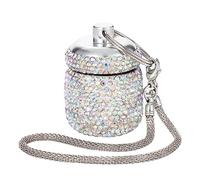 Keychain Pill Box Diamond Small Pill Organizer Medication Lock Box Cute Medicine Case for Purse Jewelry Ring Holder with Keychain Medicine Storage for Vitamin Supplement (AB)