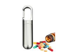 Keychain Pill Container Titanium, Pill Holder Travel Hide Portable Pill Case BPA Free, Waterproof Pill Fob Capsule, Small Pocket Size Pills Carrier for Outdoor Emergency First Aids