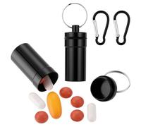 Keychain Pill Holder for Nitroglycerin, 2 Pack Mini Waterproof Portable Travel Purse Pocket Pill Case, Keychain Fob Container for 25ct Nitro/Nitroglycerin Bottle (Black + Black)