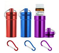 Keychain Pill Holder for Nitroglycerin, 2 Pack Mini Waterproof Portable Travel Purse Pocket Pill Case, Keychain Fob Container for 25ct Nitro/Nitroglycerin Bottle (3pcs-Red + Blue + Purple)