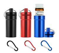 Keychain Pill Holder for Nitroglycerin, 3 Pack Mini Waterproof Portable Travel Purse Pocket Pill Case, Keychain Fob Container for 25ct Nitro/Nitroglycerin Bottle (3pcs-Black + Blue + Red)