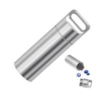 Keychain Pill Holder | Small Waterproof Pill Case Container W/Convenient Carabiner Clip, High-Grade Mini Metal Medicine Organizer | Small Objects Pill Box with Keychain